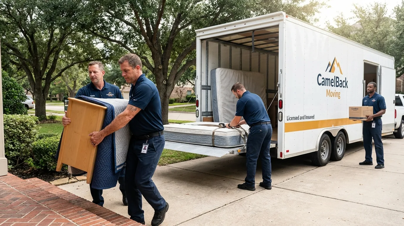 Crew loading residential truck for cross-state move from Hummelstown, PA