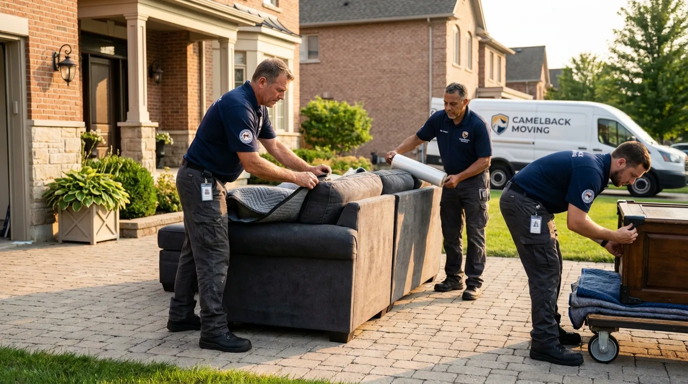 Large estate moving crew wrapping furniture in Hummelstown, PA