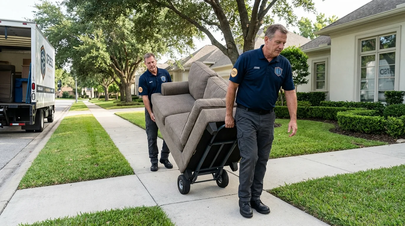 Local residential moving crew loading furniture in Hummelstown, PA