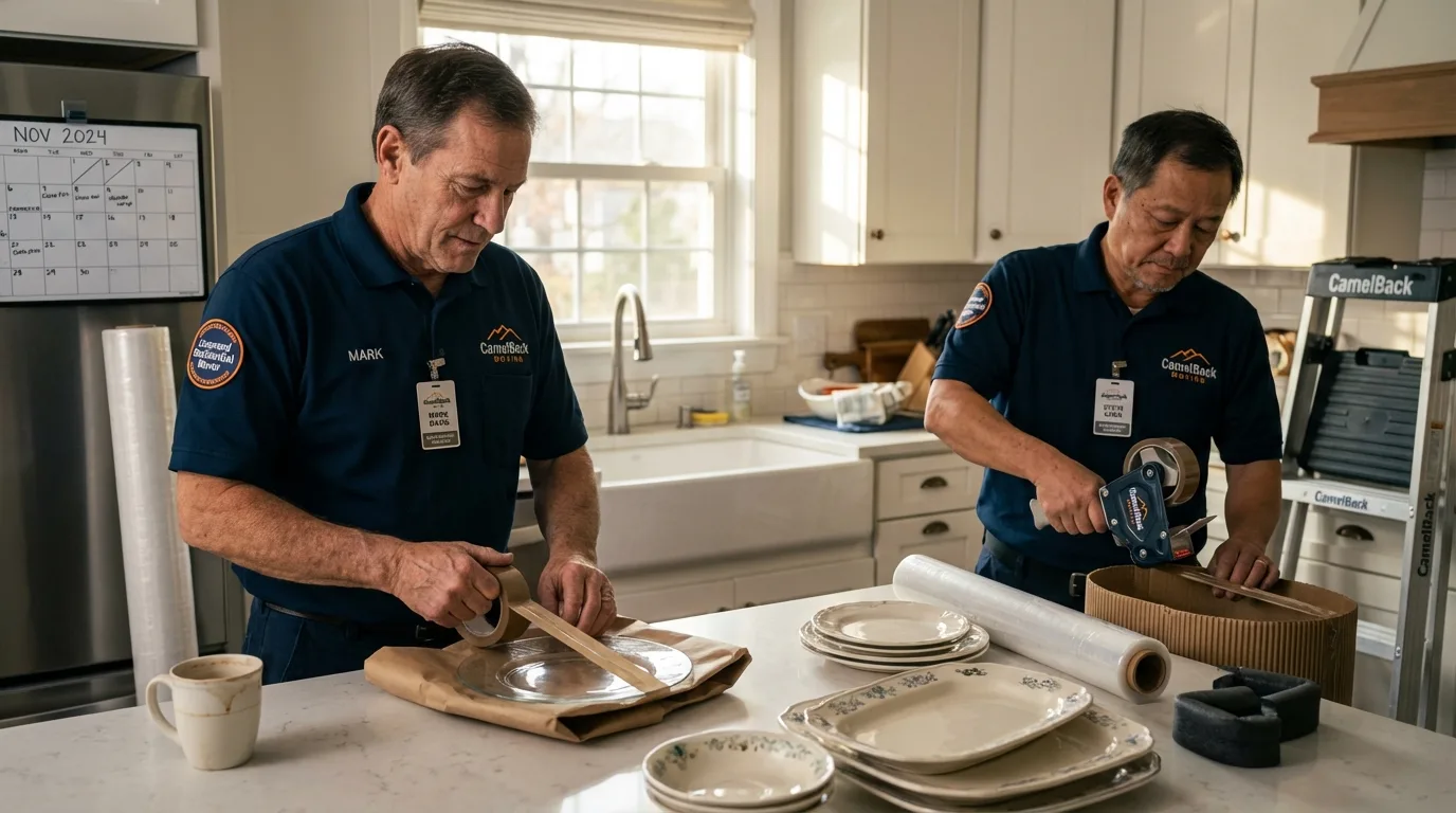 Professional crew packing kitchen dishware in Hummelstown, PA